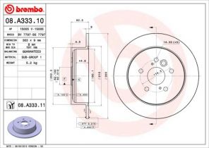 Brembo 08.A333.11 - Brzdový kotúč -
