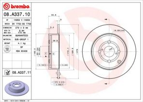 Brembo 08.A337.11 - Brzdový kotúč -