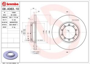 Brembo 08.A363.10 - Brzdový kotúč -