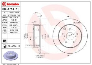 Brembo 08.A714.11 - Brzdový kotúč -