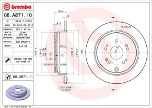 Brembo 08.A871.11 - Brzdový kotúč -