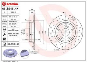 Brembo 08.B348.4X - Brzdový kotúč -