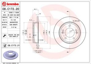 Brembo 08.C172.21 - Brzdový kotúč -