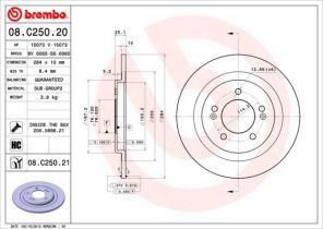 Brembo 08.C250.21 - Brzdový kotúč -