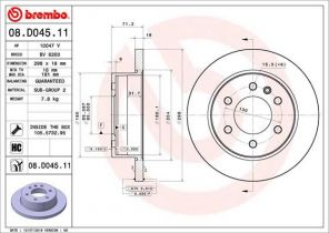 Brembo 08.D045.11 - Brzdový kotúč -