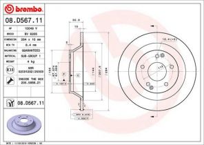 Brembo 08.D567.11 - Brzdový kotúč -