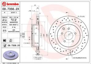Brembo 09.7356.2X - Brzdový kotúč -