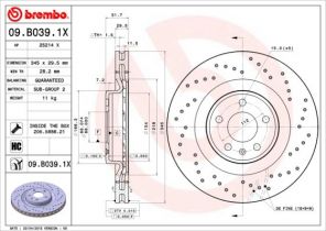 Brembo 09.B039.1X - Brzdový kotúč