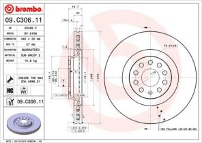 Brembo 09.C306.11 - Brzdový kotúč