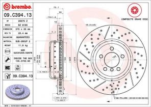 Brembo 09.C394.13 - Brzdový kotúč