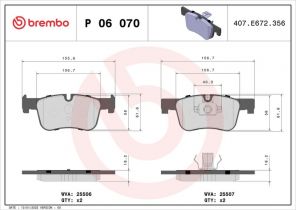 Brembo P 06 070 - Brzdové platničky -