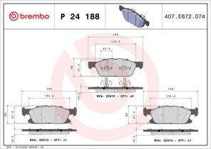 Brembo P 24 188 - Brzdové platničky -