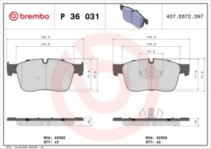 Brembo P 36 031 - Brzdové platničky -
