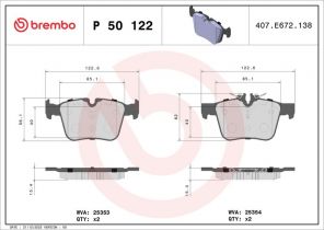Brembo P 50 122 - Brzdové platničky -