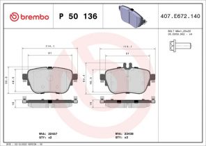 Brembo P 50 136 - Brzdové platničky -