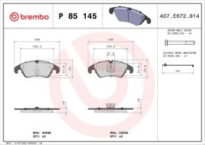 Brembo P 85 145 - Brzdové platničky -