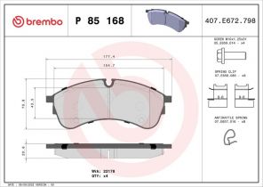 Brembo P 85 168 - Brzdové platničky -
