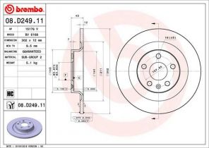 Brembo 08.D249.11 - Brzdový kotúč -