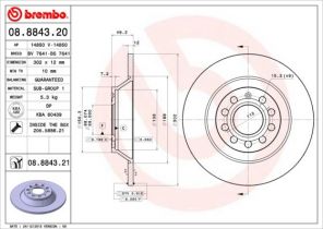 Brembo 08.8843.21 - Brzdový kotúč -