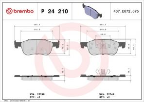 Brembo P 24 210 - Brzdové platničky -