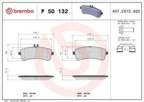 Brembo P 50 132 - Brzdové platničky -