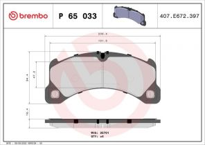 Brembo P 65 033 - Brzdové platničky -
