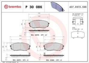 Brembo P 30 086 - Brzdové platničky -