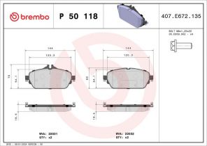 Brembo P 50 118 - Brzdové platničky -