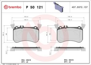 Brembo P 50 121 - Brzdové platničky -