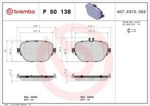 Brembo P 50 138 - Brzdové platničky -
