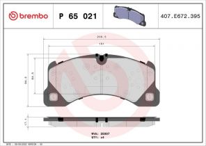 Brembo P 65 021 - Brzdové platničky -