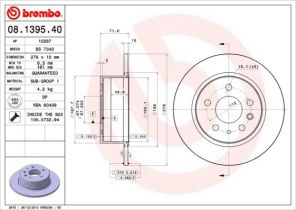 Brembo 08.1395.40 - Brzdový kotúč -