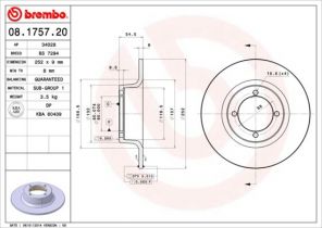 Brembo 08.1757.20 - Brzdový kotúč -