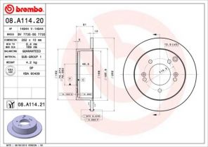 Brembo 08.A114.21 - Brzdový kotúč -