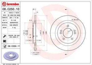 Brembo 08.C250.11 - Brzdový kotúč -
