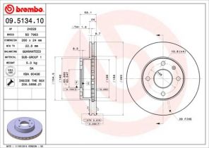Brembo 09.5134.10 - Brzdový kotúč -