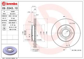 Brembo 09.5343.10 - Brzdový kotúč -