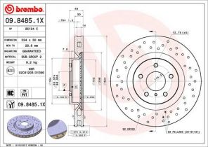 Brembo 09.8485.1X - Brzdový kotúč -