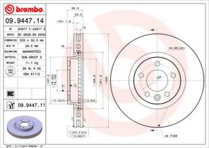 Brembo 09.9447.11 - Brzdový kotúč -