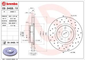 Brembo 09.9468.1X - Brzdový kotúč -