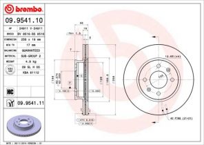 Brembo 09.9541.11 - Brzdový kotúč -