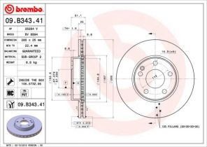 Brembo 09.B343.41 - Brzdový kotúč