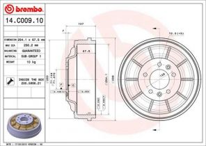 Brembo 14.C009.10 - Brzdový bubon -