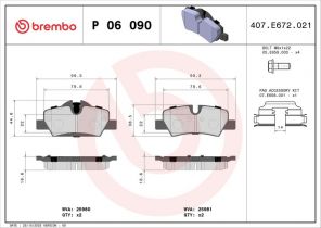 Brembo P 06 090 - Brzdové platničky -