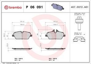 Brembo P 06 091 - Brzdové platničky -