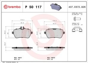 Brembo P 50 117 - Brzdové platničky -