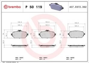 Brembo P 50 119 - Brzdové platničky -