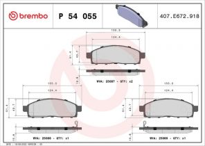 Brembo P 54 055 - Brzdové platničky -