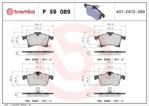 Brembo P 59 089 - Brzdové platničky -