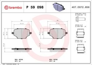 Brembo P 59 098 - Brzdové platničky -